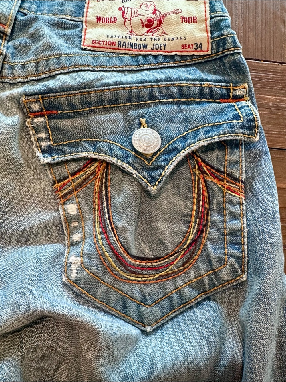 True Religion Rainbow Joey World Tour Jeans Made USA Vintage Y2K